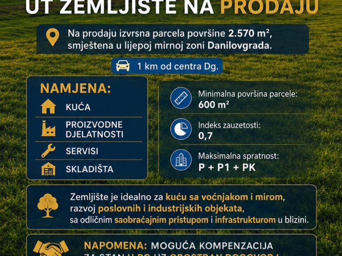 LIJEP PLAC UT ZA SVE NAMJENE BLIZINA DG